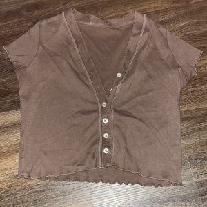 Ruffled brown crop top